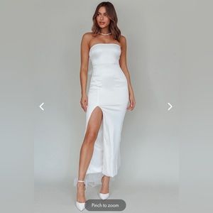 ALWAYS AND FOREVER BOW BACK MIDI DRESS WHITE